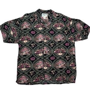 Authentic Big Dogs Life’s A Beach Hoola Dancer Palm Tree Hammock Hawaiian Shirt